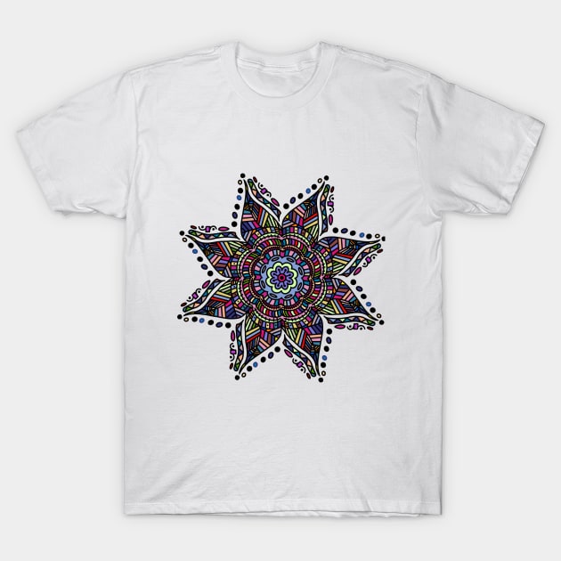 Rainbow Mandala flower graphic design pattern T-Shirt by hippyhappy